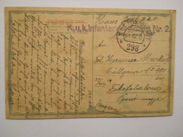 Vand carte postala din 1918,RARA,cu stampila K.u.K.!