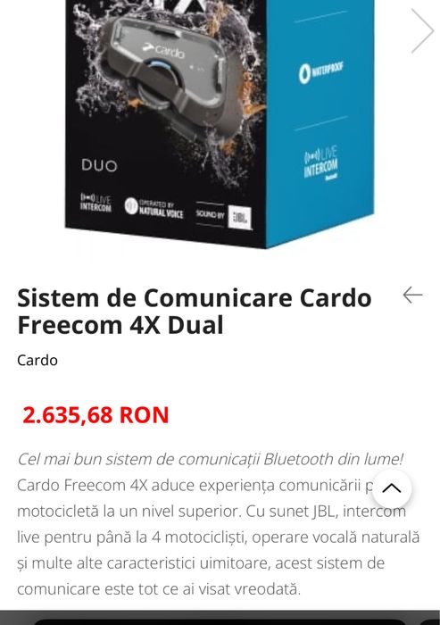 Sistem de comunicare  Cardo Freecom 4x Duo