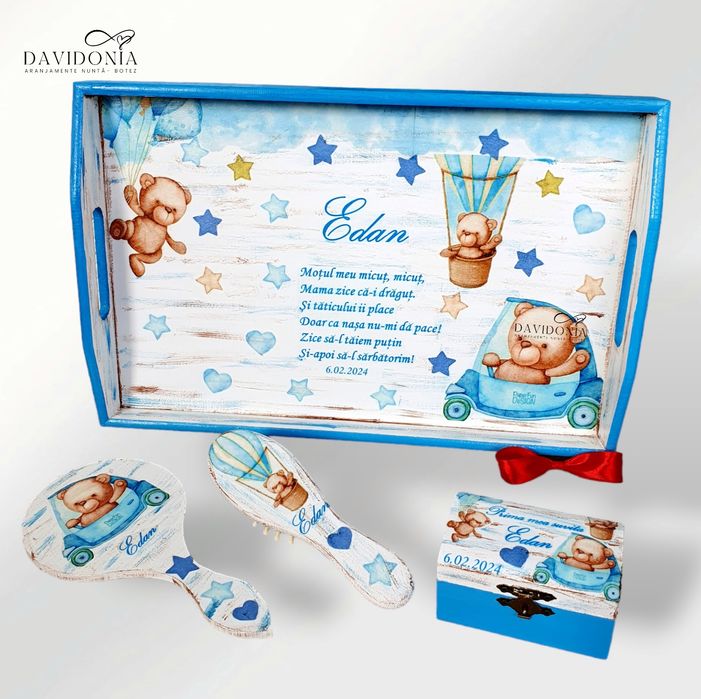 Set mot aniversare 1 an, tavita personalizata,  tava