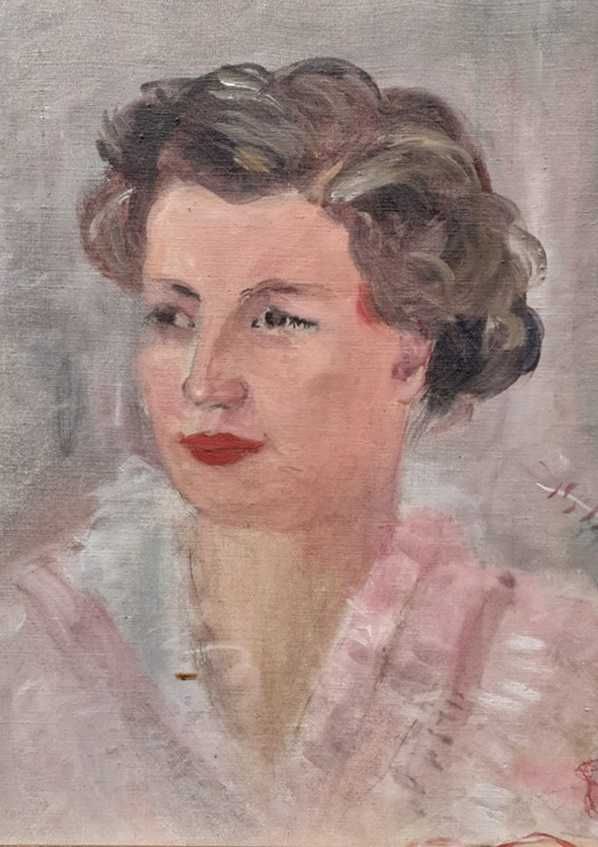 Tablou vechi - portret femeie - atribuit lui Bob Bulgaru