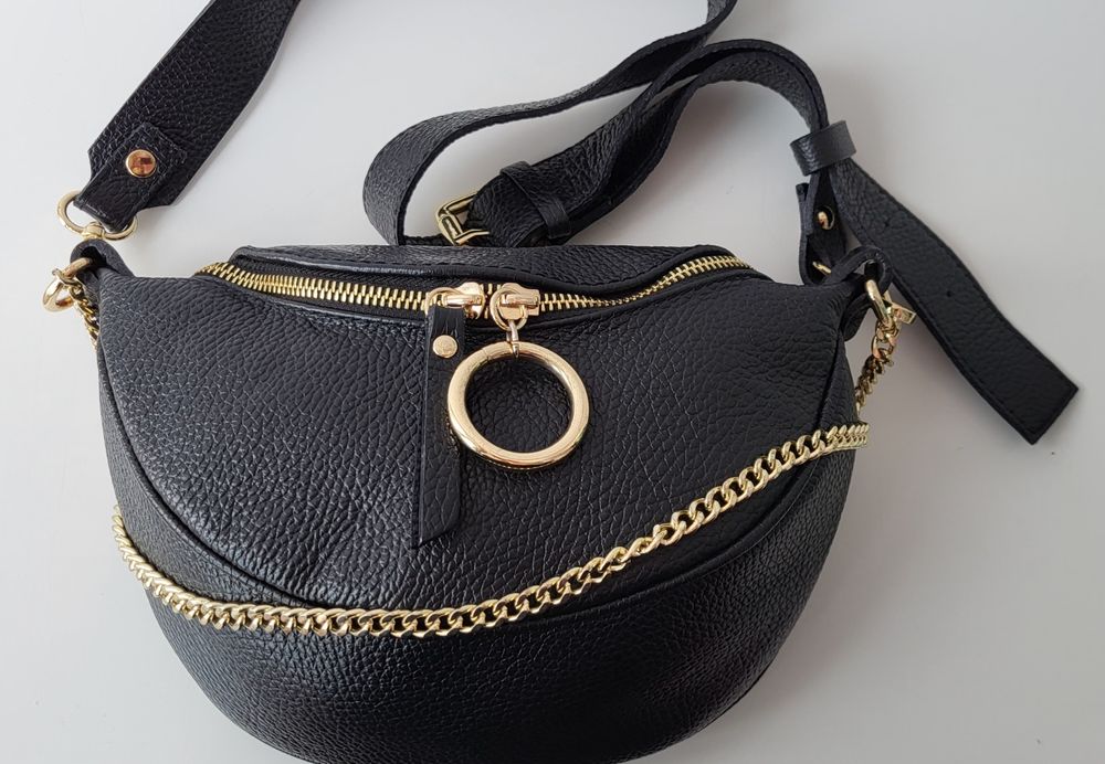 Дамска черна чанта от естествена кожа Vera Pelle