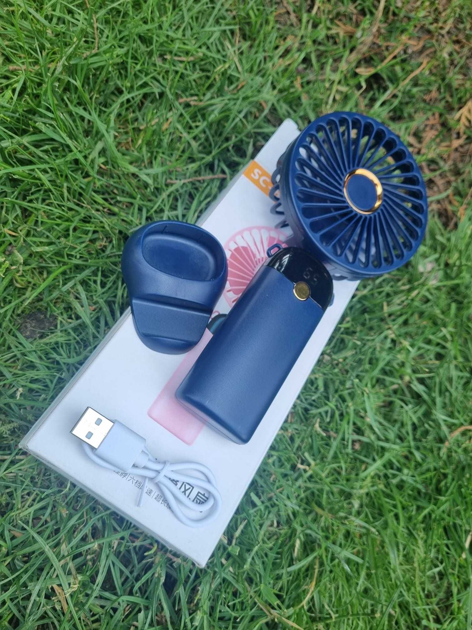 Ventilator Portabil, 3 in 1, Pliabil, cu Ecran, Albastru
