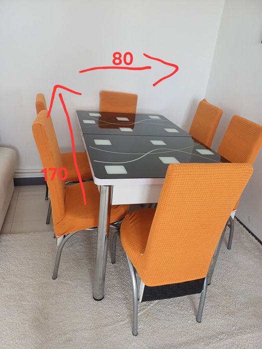 Masa extensibila  cu 6 scaune