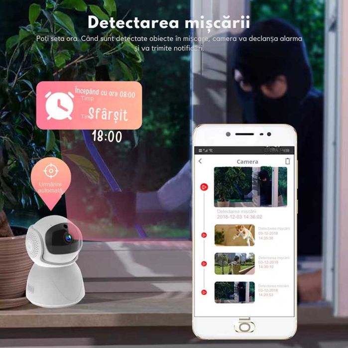 Camera de Supraveghere WiFi EDIMA® 5G,Viziune Nocturna, Detectare Pers