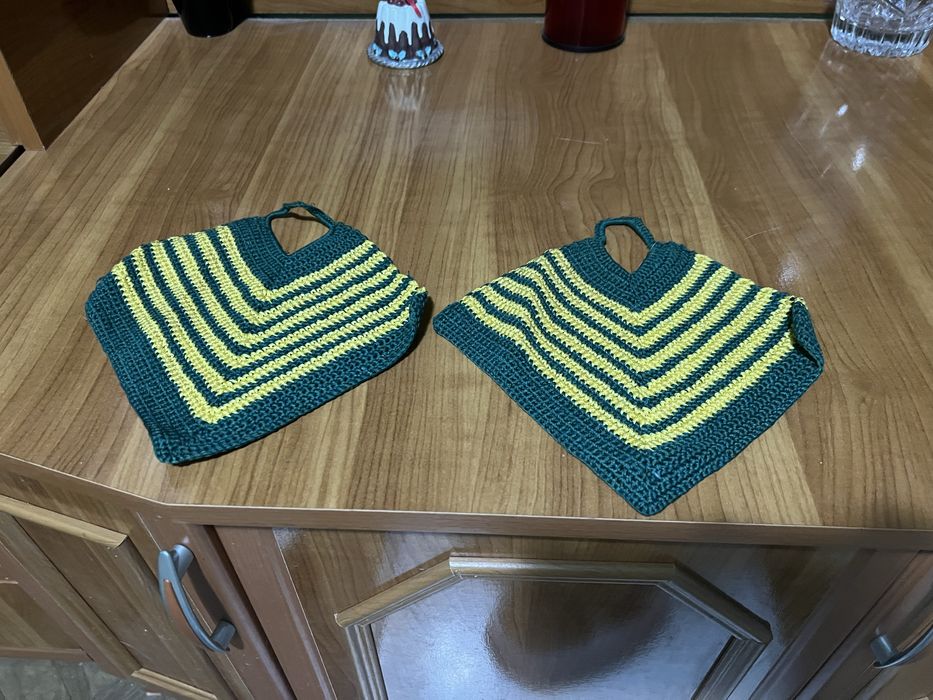 Mileu macrame cu model verde 2 bucati