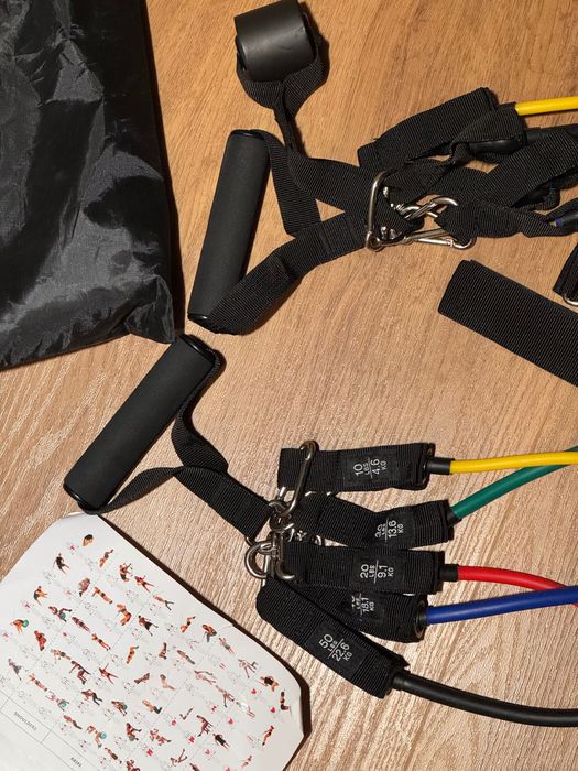 set 5 benzi elastice cu rezistenta diferentiata pentru fitness