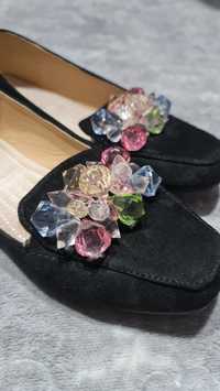 Дамски обувки мокасини с кристали