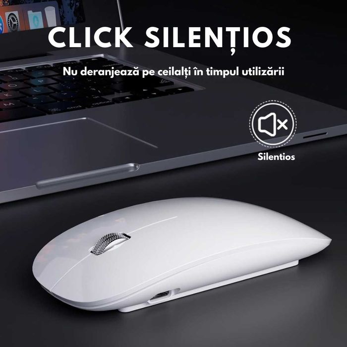Mouse Wireless, Dual Mode Bluetooth 5.1 & 2.4GHz, Reincarcabil USB-C