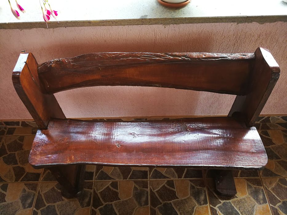 Masa terasa din lemn de nuc și 2 băncuțe