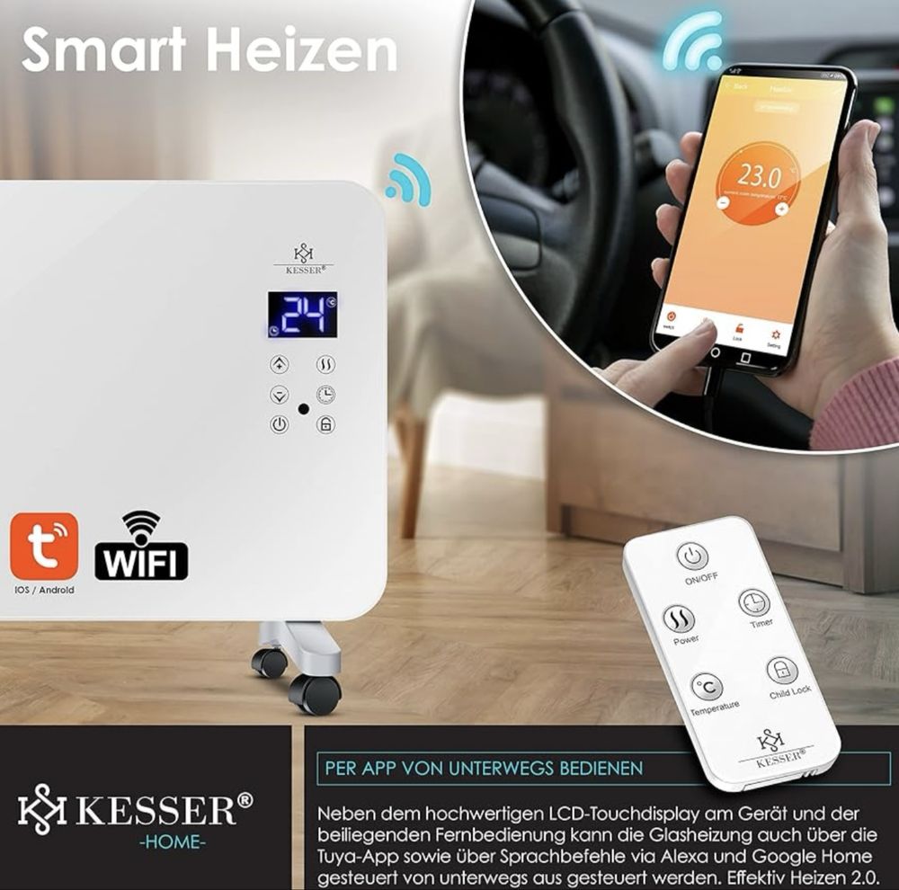 KESSER® Електрически стъклен нагревател 2000W