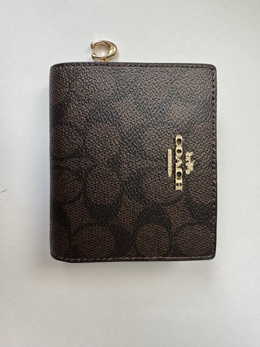 Кошелек Coach натуральная кожа, канва коричневый. Оригинал