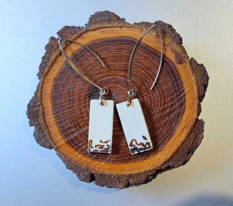 Ръчно изработени керамични обеци, златно лустро