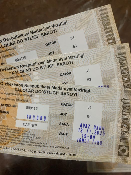 Avaz Oxun konsertiga bilet bor