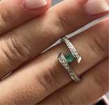 Inel smarald natural 0.18 carate si diamante naturale 0.11 carate