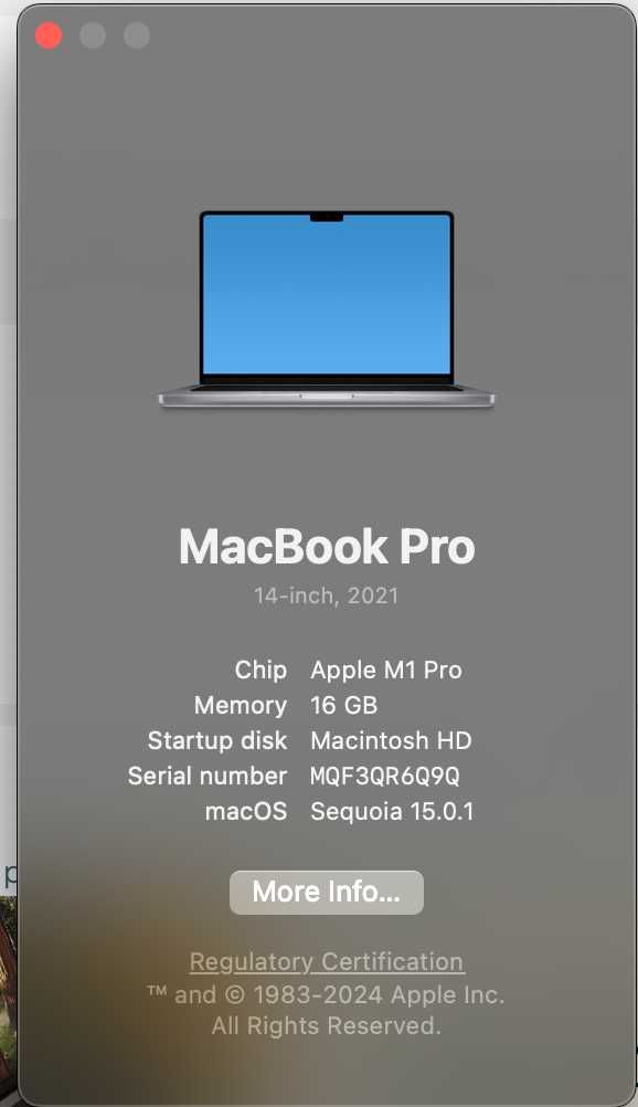 Macbook pro 14 M1 pro 16GB / 512GB