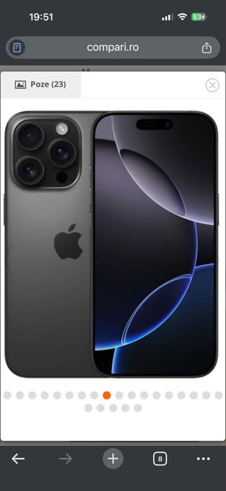 Vand iPhone 16 Pro 128 GB ,negru , baterie 94%