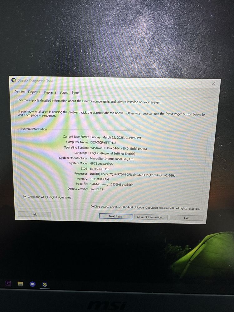 Laptop MSi GP75 Leopard 9SE