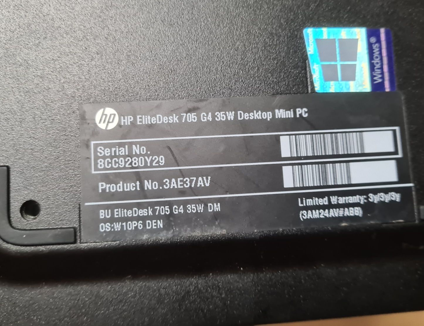 Mini PC HP Elitedesk 705 G4 Ryzen 3 2200, 8 GB DDR4, ssd 256 GB
