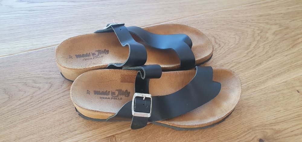 Saboṭi / încălṭăminte / pantofi vară femei 37 piele naturală neagră It