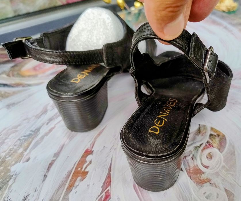 Черни, дамски сандали от естествена кожа на ДЕН-ВАС, Пещера, номер 36