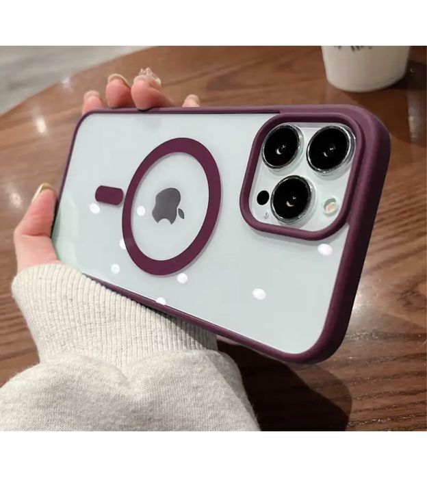 Iphone 14/15/16E PLUS PRO MAX Husa Magsafe Margine Colorata Spate Plex