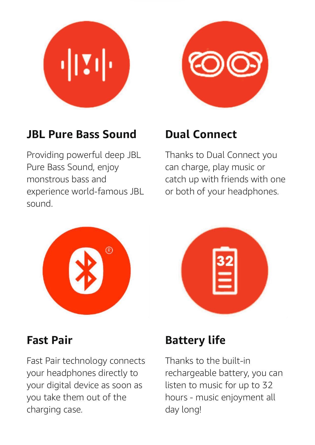 JBL 125 TWS 32 hour Battery Life