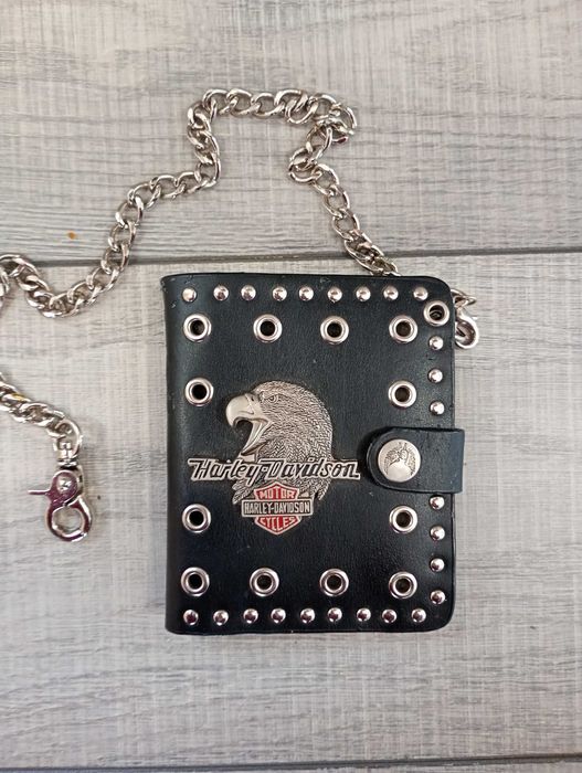 Harley Davidson кожен портфейл калъф за документи от естествена кожа.