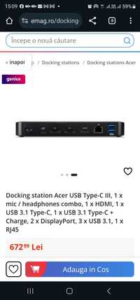 Docking station Acer USB Type-C III, 1 x mic / headphones combo, 1 x H