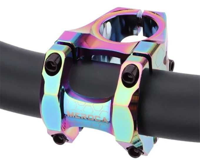 Meroca SuperLight CNC 31.8' - 35mm oil slick pipa bicicleta 1.1/8"