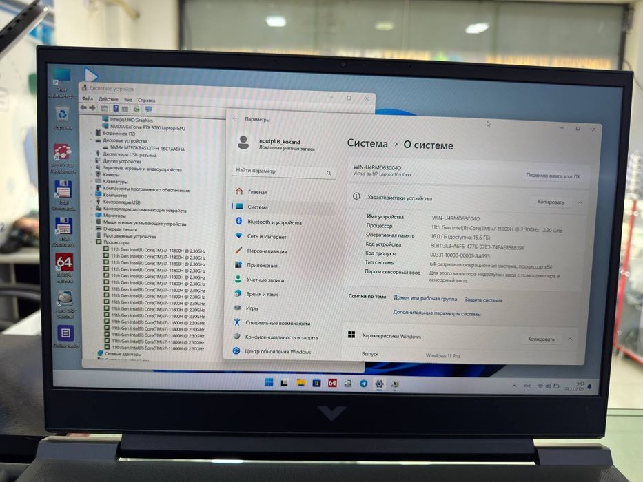 HP Victus i7-11800H 16/512 SSD RTX 3060-6GB xolati ideal