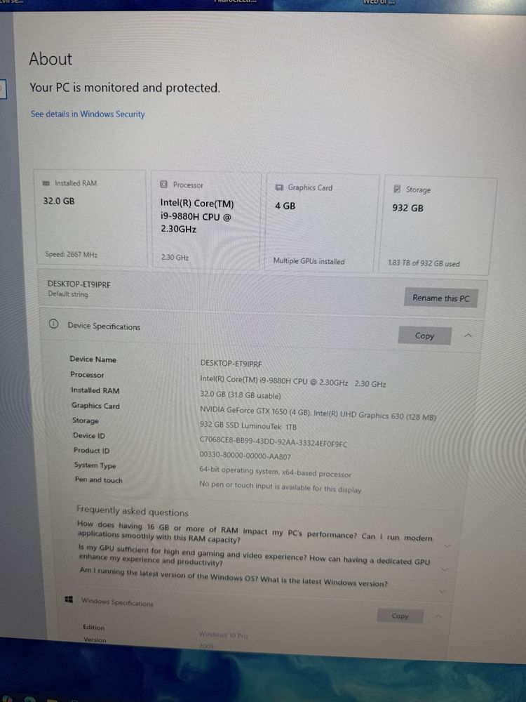 Mini PC Gaming i9 32gb GTx 1650 4gb