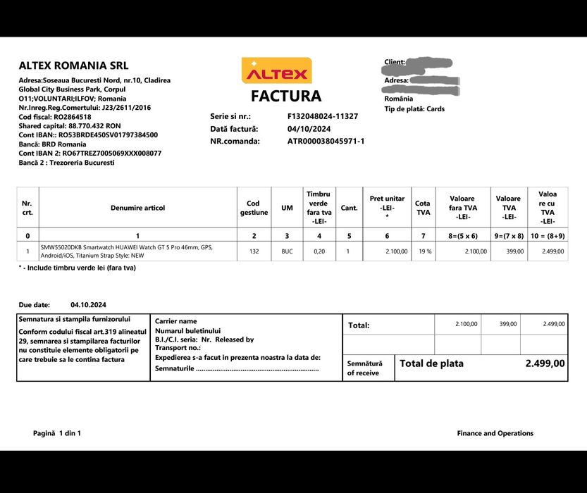 Smartwatch HUAWEI Watch GT 5 Pro Titanium 46mm, GPS, Android/iOS