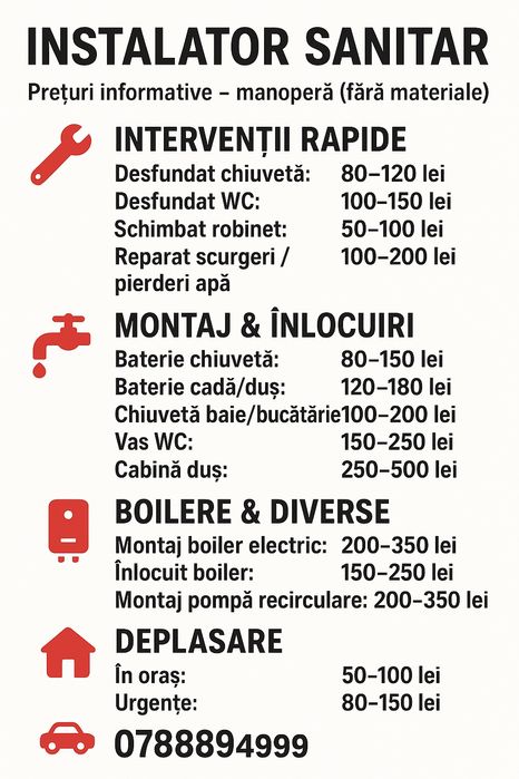 Instalator Instalații sanitare- Rapid, Garantat!