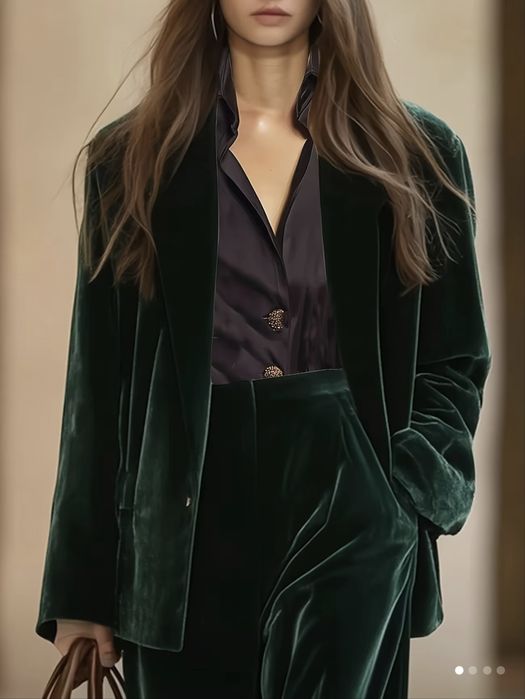 Зеленый элегантный велветовый пиджак, размер 52-54 (без брюк)