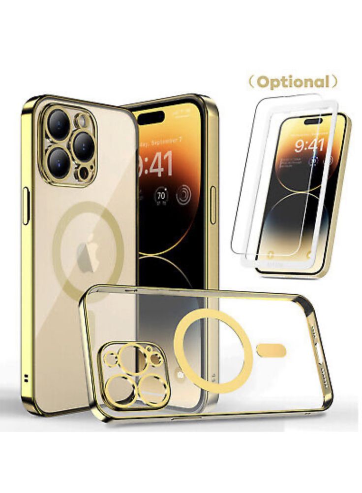 Husa Magneti Marble Clear + Folie Sticla Iphone 14/15/16E/PRO/MAX/PLUS