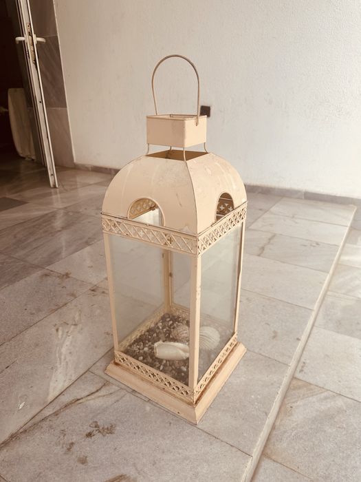 Голям винтидж фенер в стил Shabby Chic – 75 см, метал и стъкло