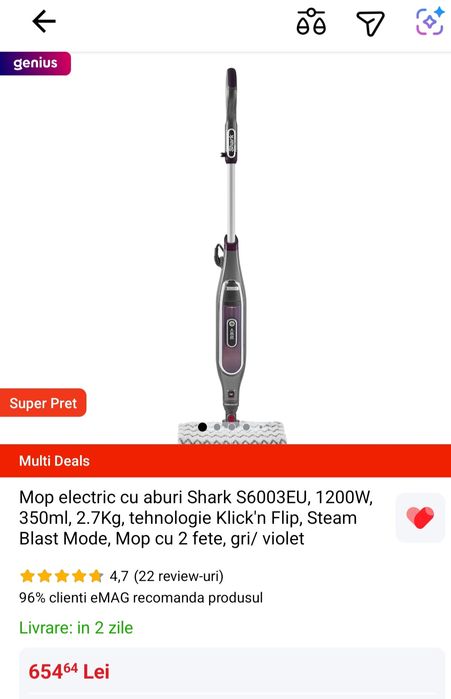 Mop cu aburi shark