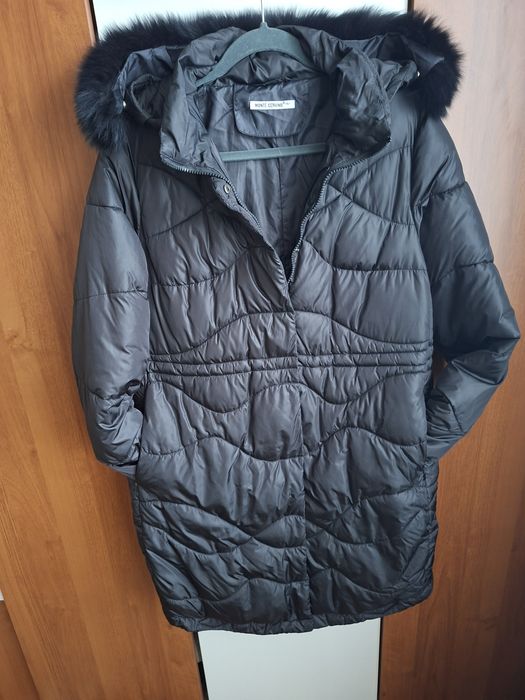 Черно дълго яке с естествен пух