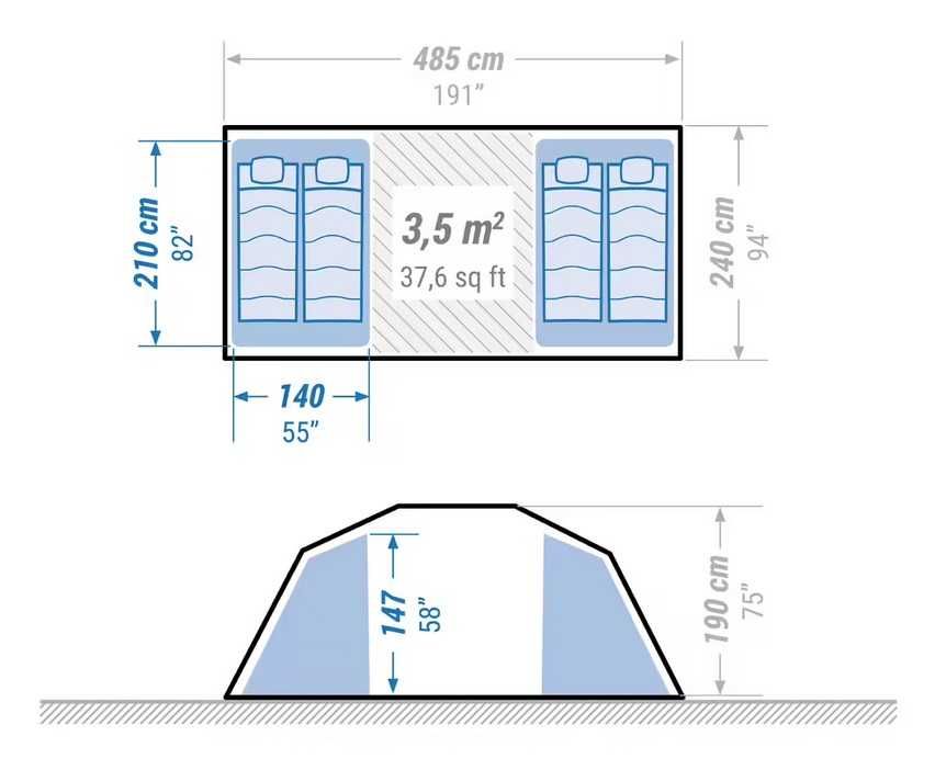 Vand cort camping 4 Persoane 2 Camere Quechua ARPENAZ 4.2