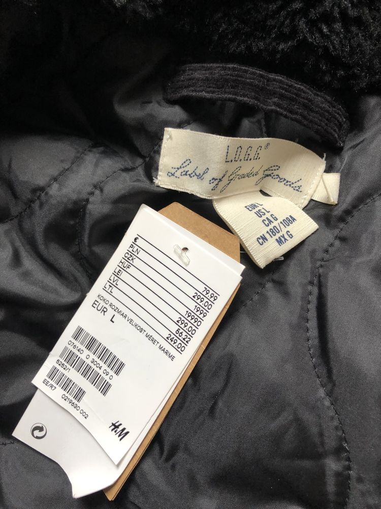 Geaca Iarna H&M Parka cu Gluga Blana Negru Barbati | Marime L