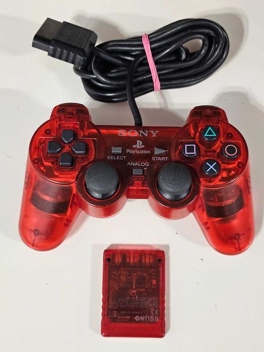 Controller si card original Sony PS2 rosu transparent Editie limitata