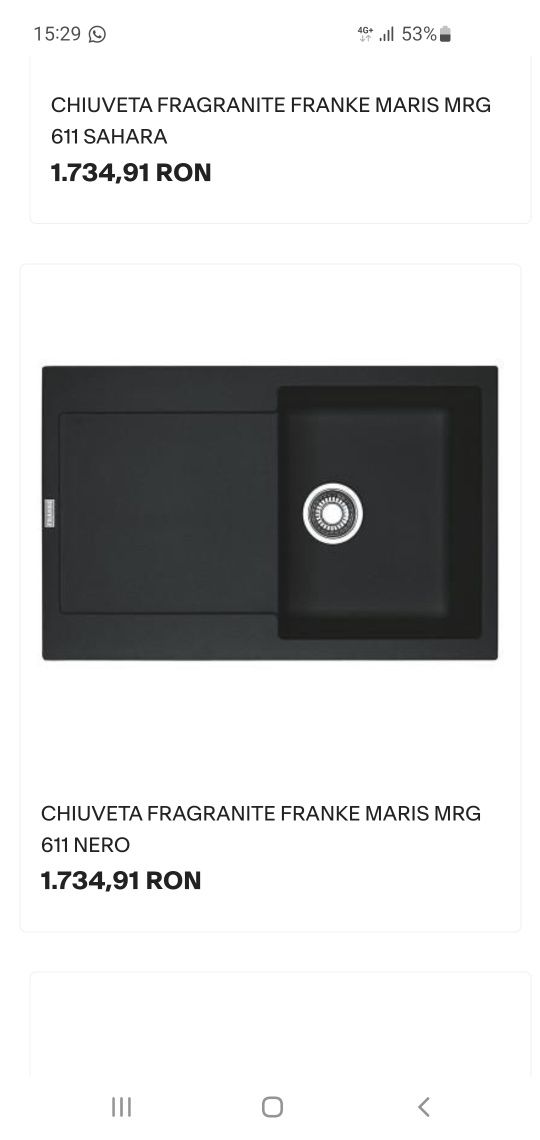 Chiuveta Franke Maris MRG 611 780×500 reversibila