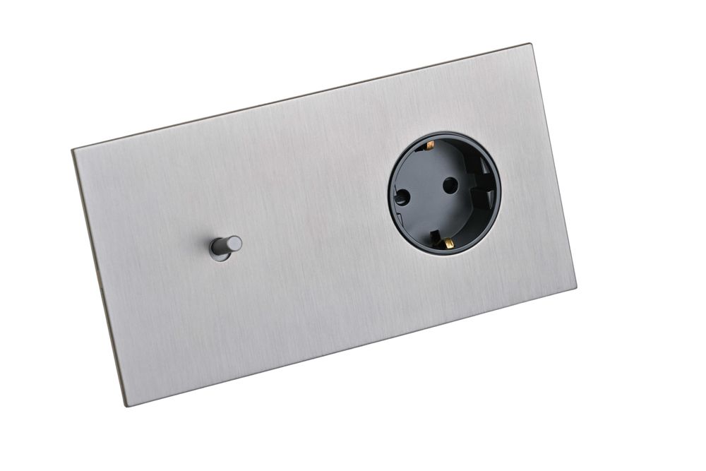 Intrerupator metalic GreyLux, 2Gang 2Way, 10A, Gri Mat, doza cadou