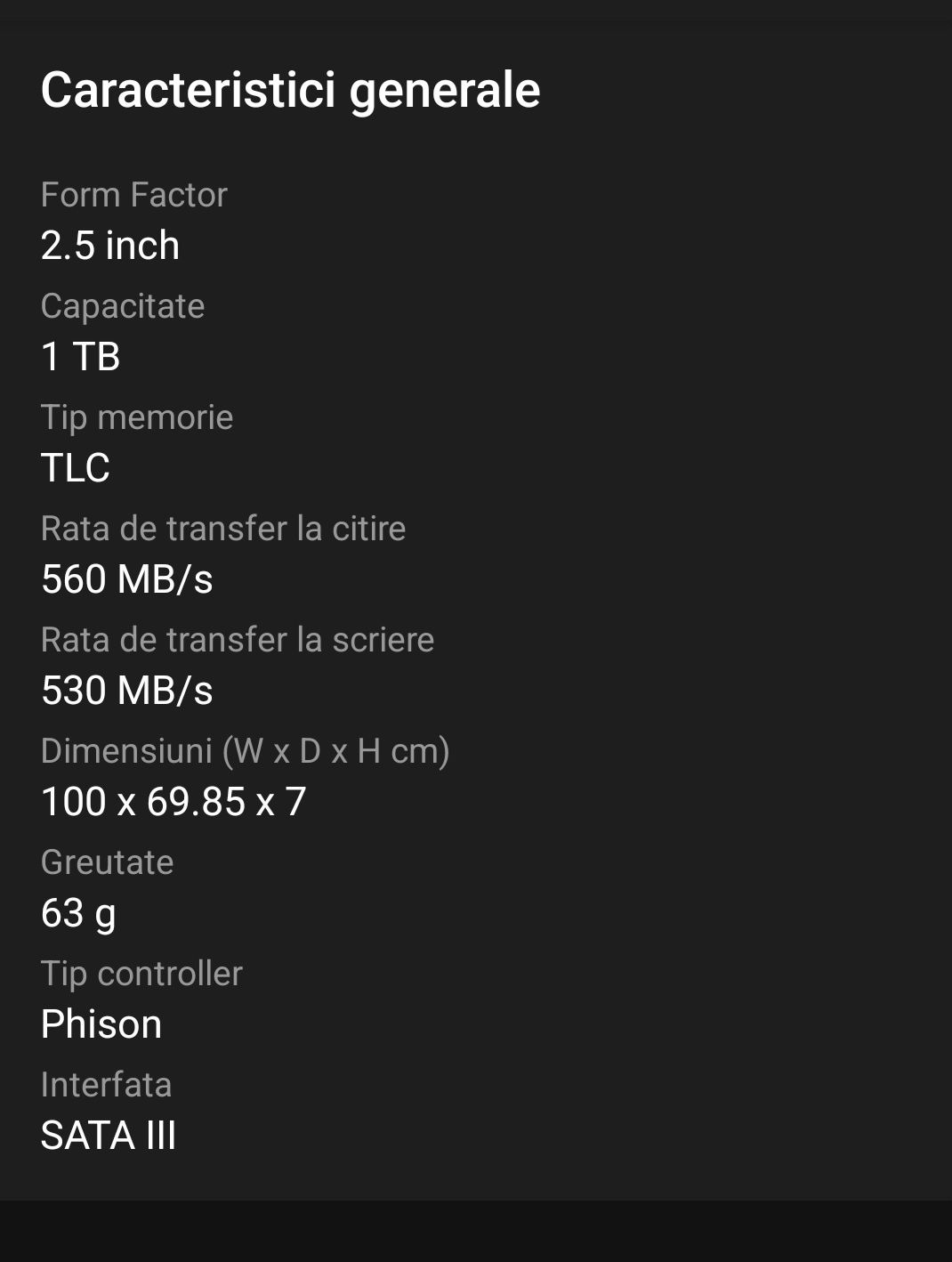 Vând SSD 1TB SP A55 2.5 SATA III