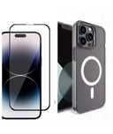 Iphone 14/15/16E PLUS PRO MAX Husa Cercle Case si Folie Sticla Curbata