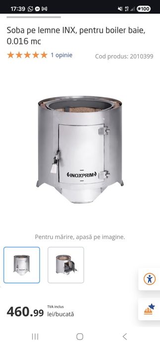 Cazan/boiler  110 litri cu soba pe lemne