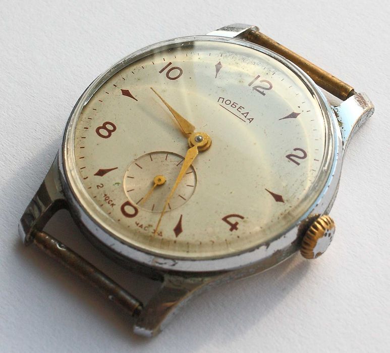 Ceas de mana Pobeda 1958, mec 2602 cu 15 rubine, Cotes de Geneve, 2MWF