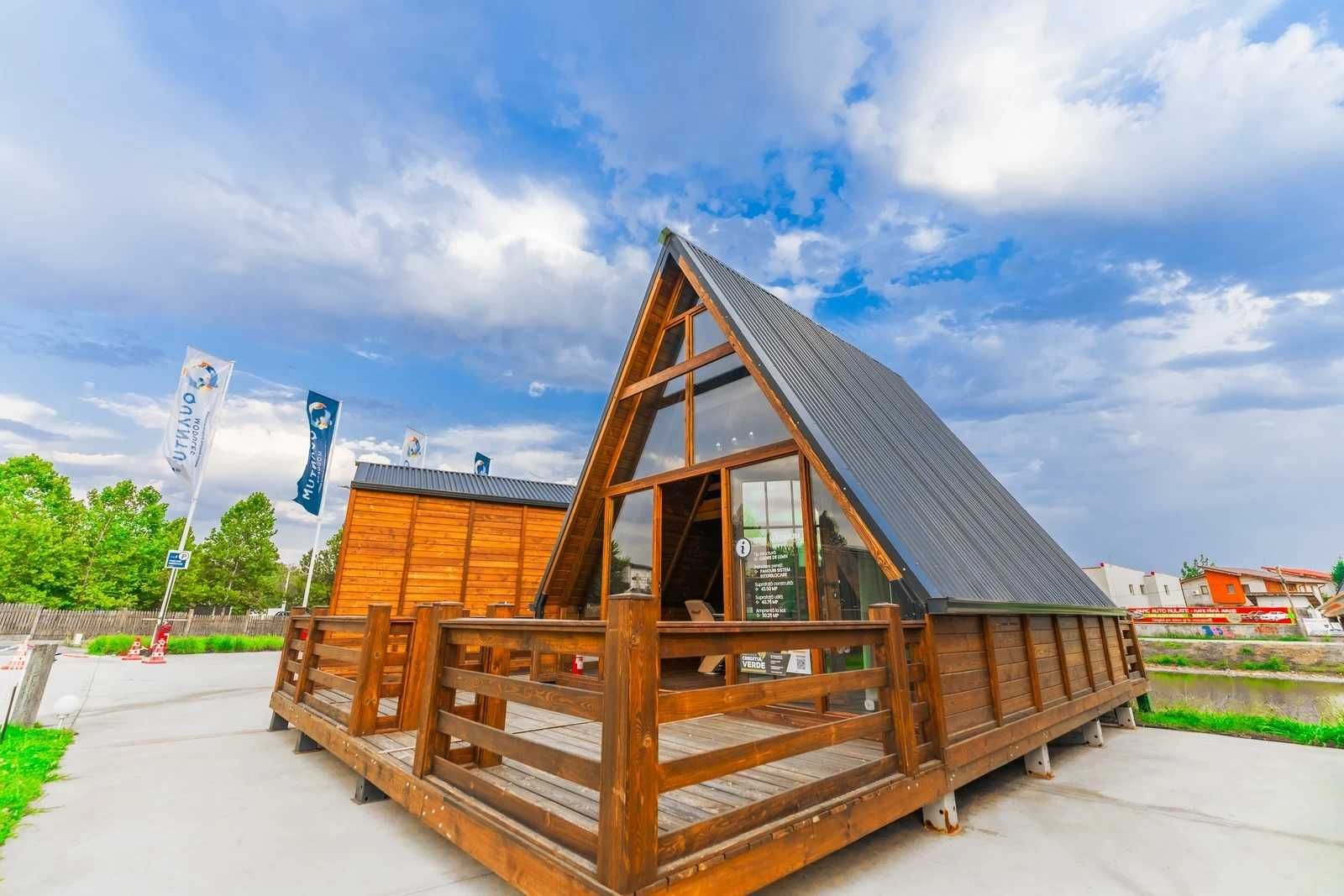Case modulare la cheie, cabane rutice tip A frame preturi avantajoase