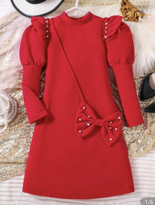 НОВА червена рокля - 11-12 години