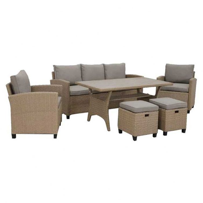 Set mobilier de gradina/terasa 2 fotolii canapea 2 taburete și masa